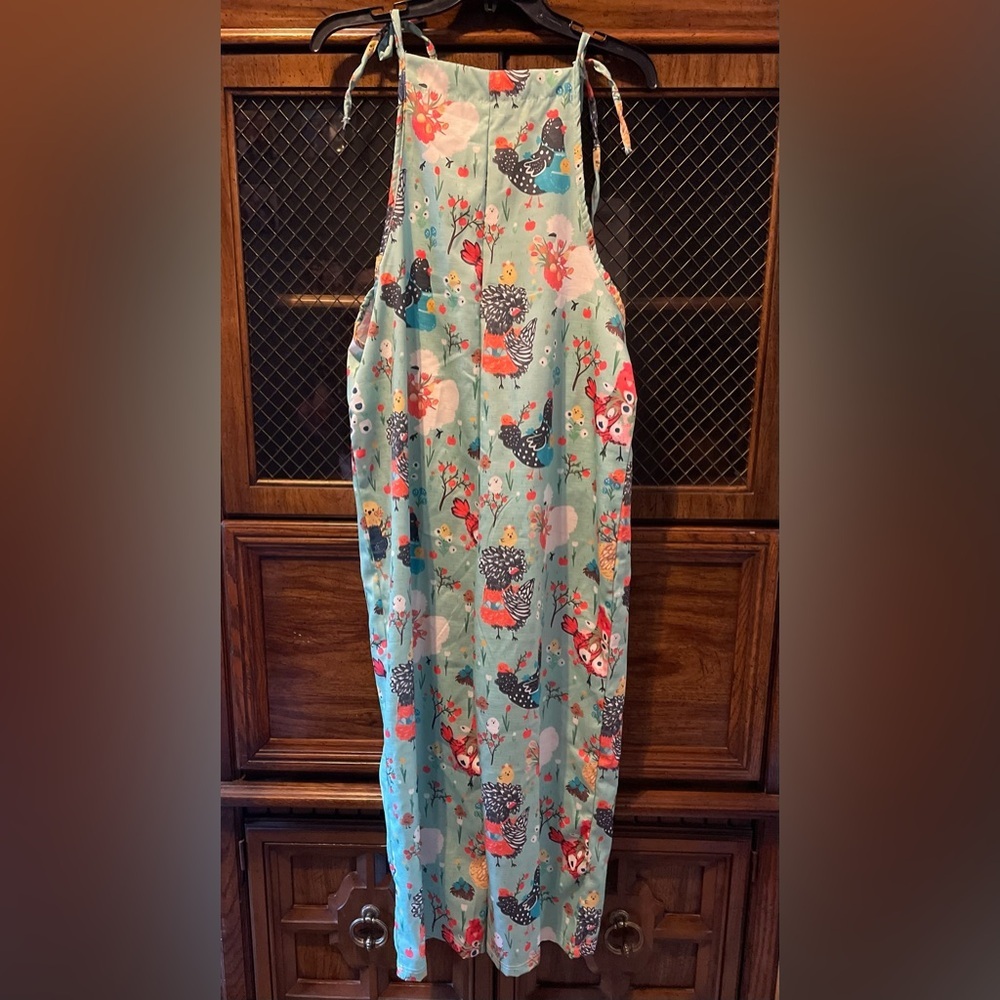Colorful Chicken Print overalls size large